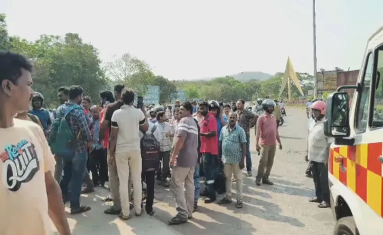 Tension At Visakha Steel Plant after Worker Died With Heart Attack