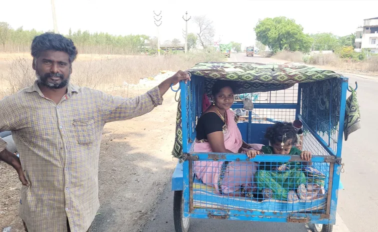 Man Carries Ill Wife Daughter In Special Vehicle Waranagl Viral