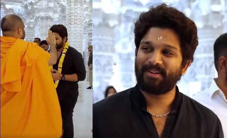 Allu Arjun Visits Dubai Hindu Temple 