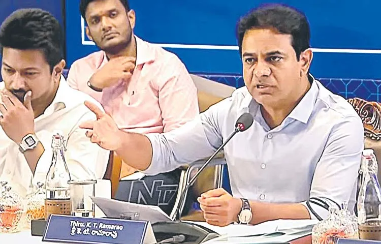 KTR at a meeting held in Chennai on Saturday