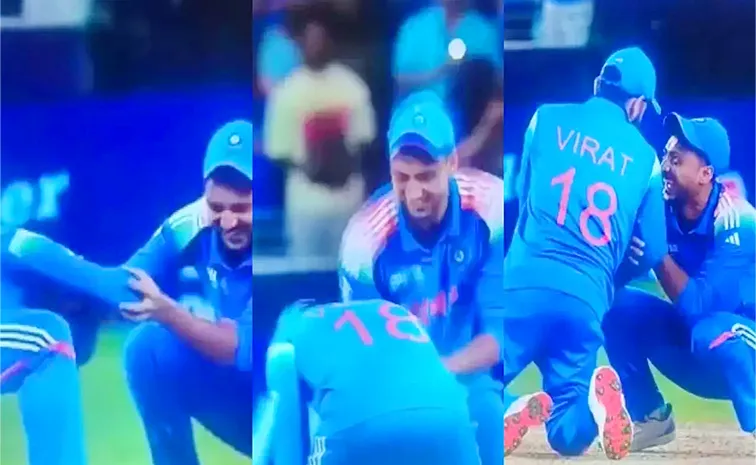 Virat Kohli Catches Axar Patel By Surprise; Tries To Touch His Feet