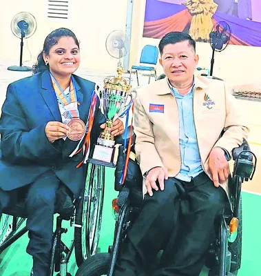 ఏషియన్ పారా త్రోబాల్ పోటీల్లో కృష్ణవేణి ప్రతిభ