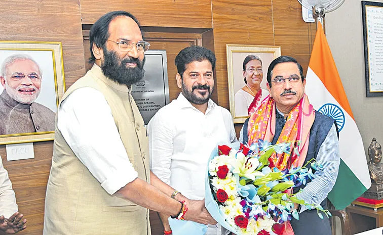 CM Revanth Reddy and Uttam requested Union Minister Pralhad Joshi