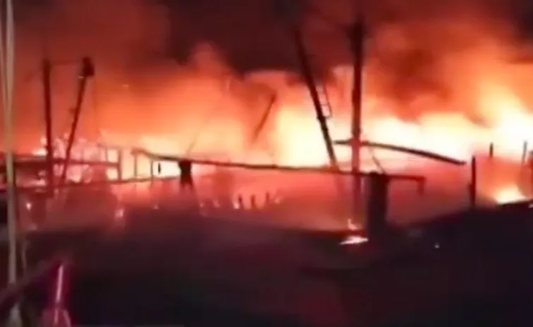 Major Blaze in  Fishing Harbour in Bhubaneswar