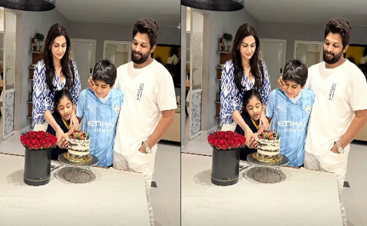 Allu Arjun Sneha Reddy wedding anniversary celebration with Their kids