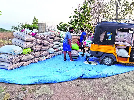 పొలాల్లో రేషన్ బియ్యం డంప్