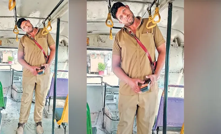 7-FootTall Hyderabad City Bus Conductor