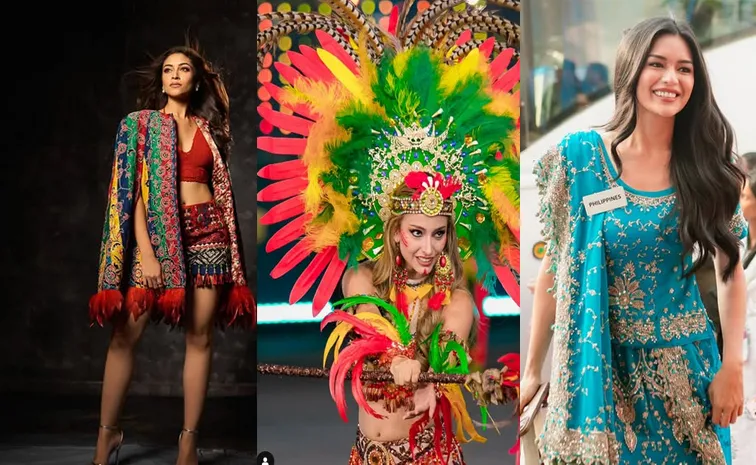 Miss World 2025 contestants saree walk in Pochampally