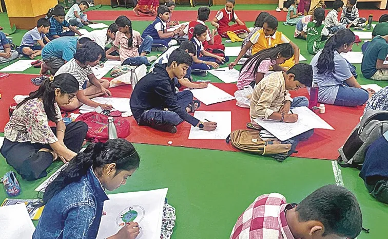 kids amazing paintings plastic pollution in Hyderabad