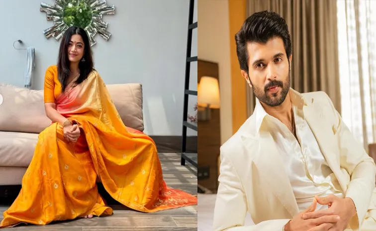 Vijay Deverakonda click Rashmika Mandanna saree pics at His House