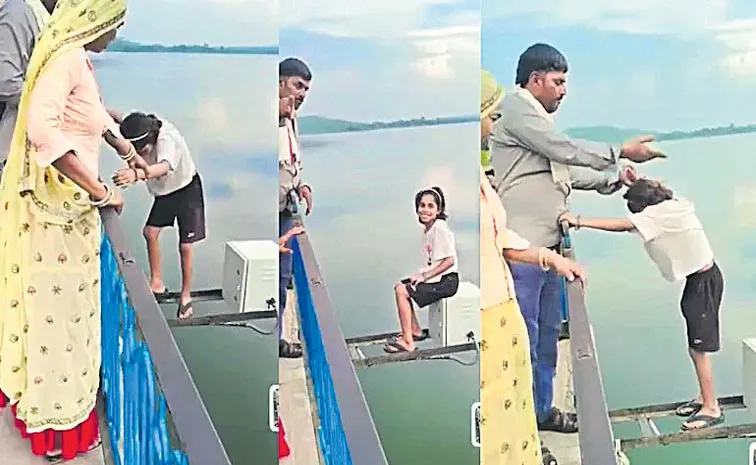 Rajasthan man makes daughter sit on iron beam above dam