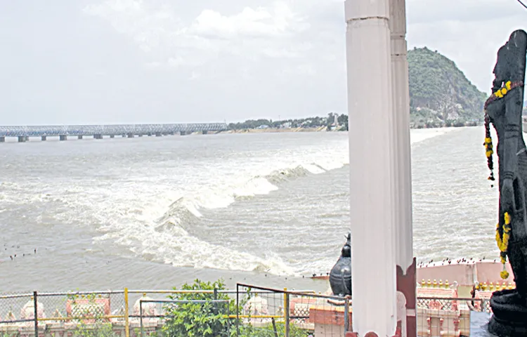 Water is being released downstream at Prakasam Barrage