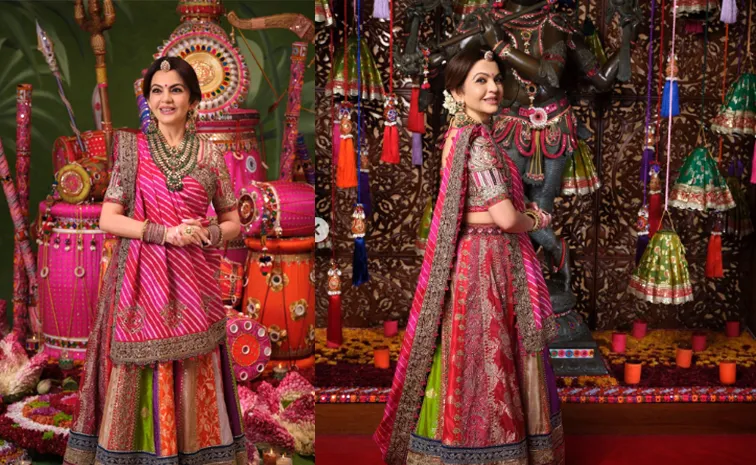 Navratri Nita Ambani Banarasi lehenga and diamonds embracing 9 shades of Durga