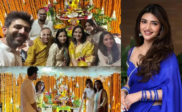 Sreeleela Celebrates Vinayaka Chavithi With Kartik Aaryan Family