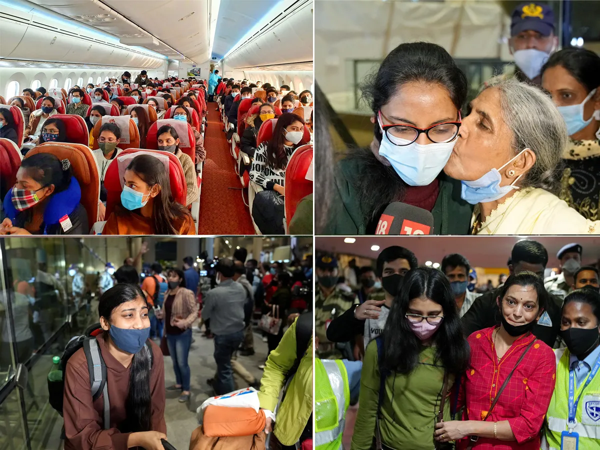 Air India Flight Carrying 219 Indian Students In Mumbai From Ukraine - Sakshi