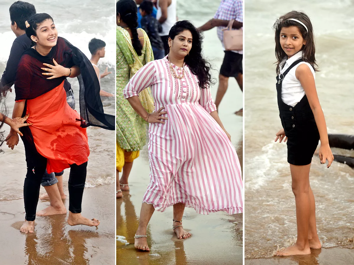 Tourists Rush at Rushikonda Beach Visakhapatnam  - Sakshi