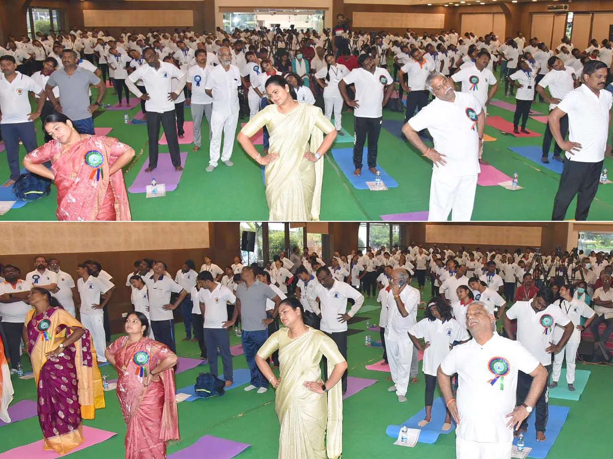 AP minister vidadala rajini participated in International yoga Day 2022 photo Gallery - Sakshi