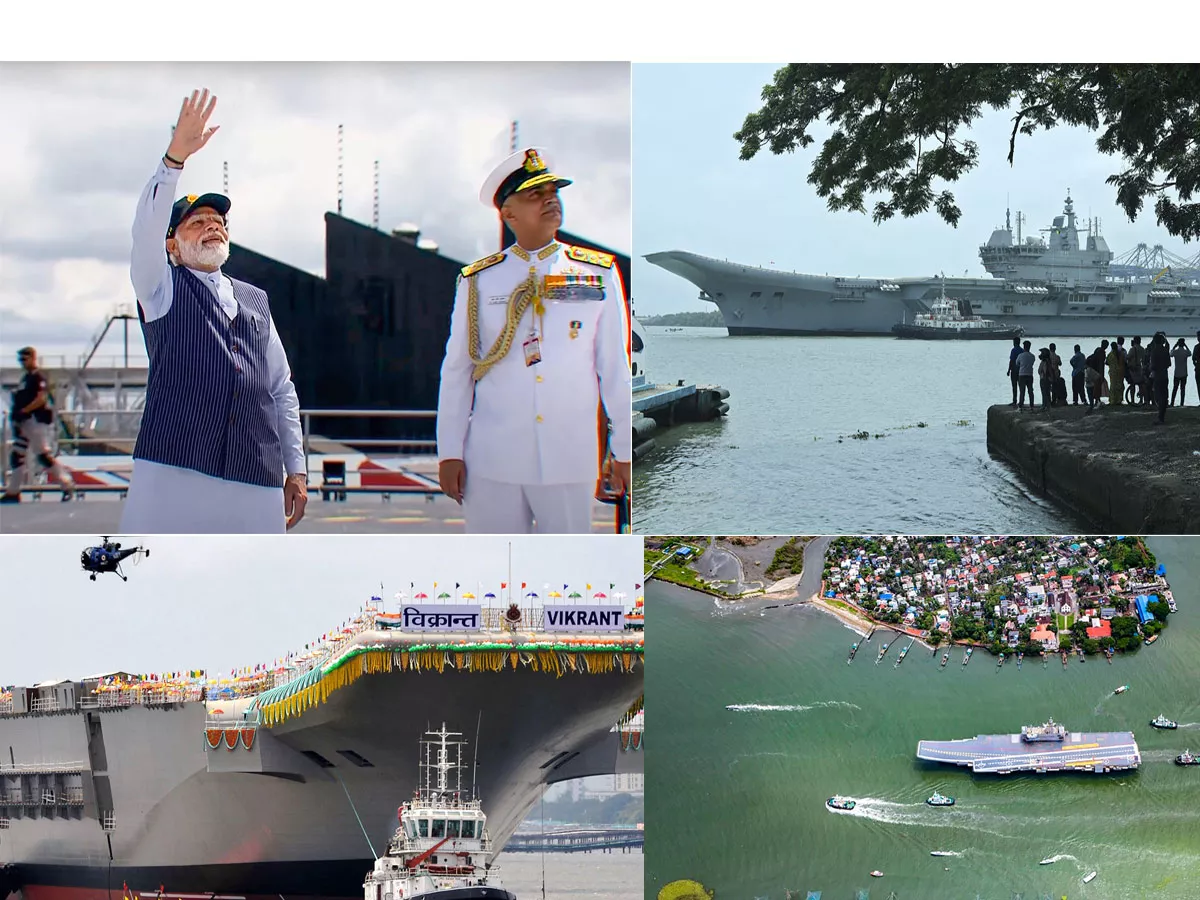 PM Modi Receives Guard Of Honour On INS Vikrant Commission At Kochi Shipyard Photo Gallery - Sakshi