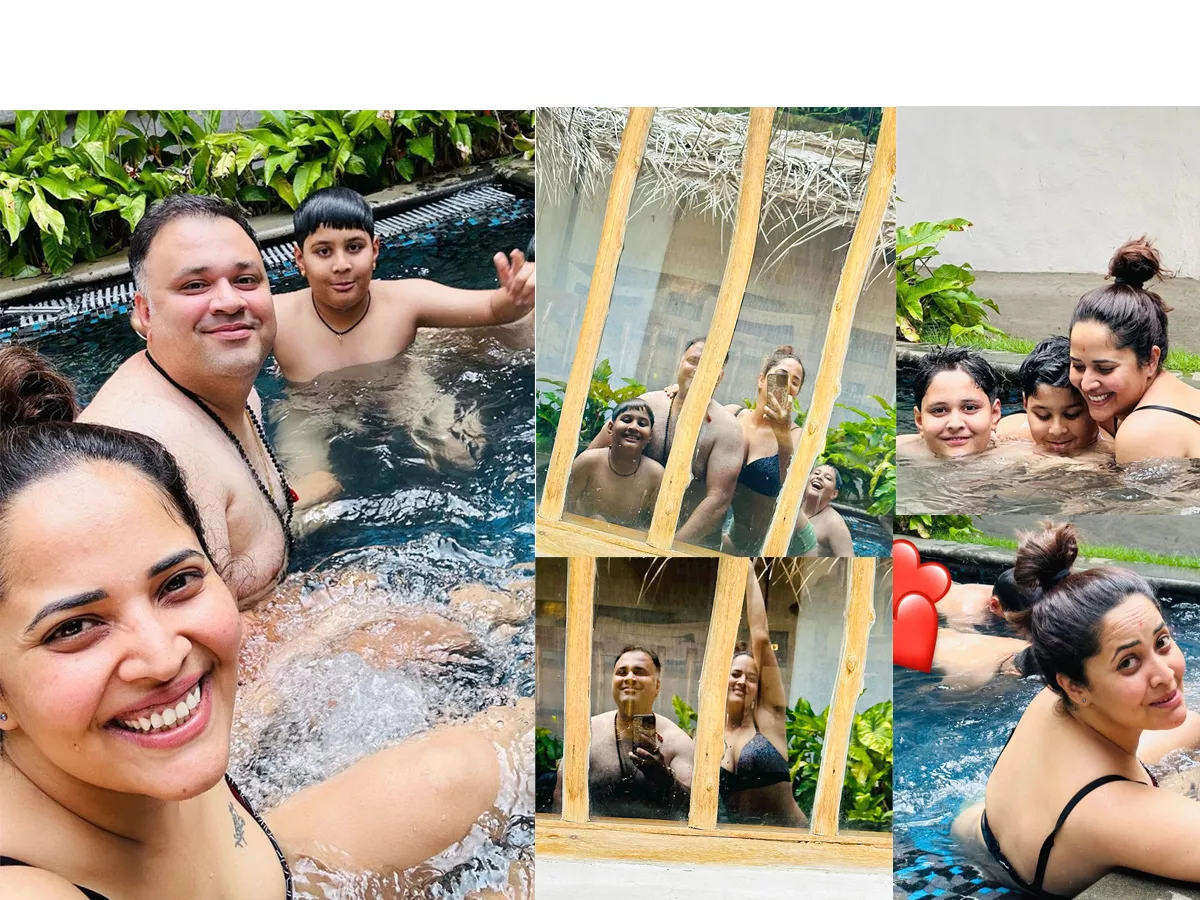 Anchor Anasuya latest Swimming pool Pics with Family Photos - Sakshi