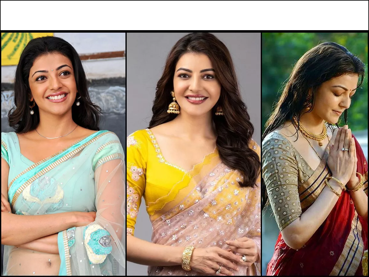 Actress Kajal Aggarwal In Beautiful Saree Stills Phtoos - Sakshi