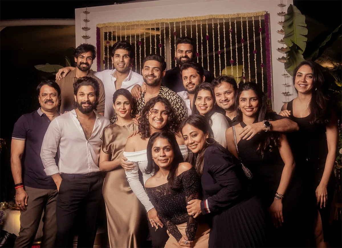 Varun Tej Lavanya Tripathi pre wedding party Allu Arjun - Sakshi