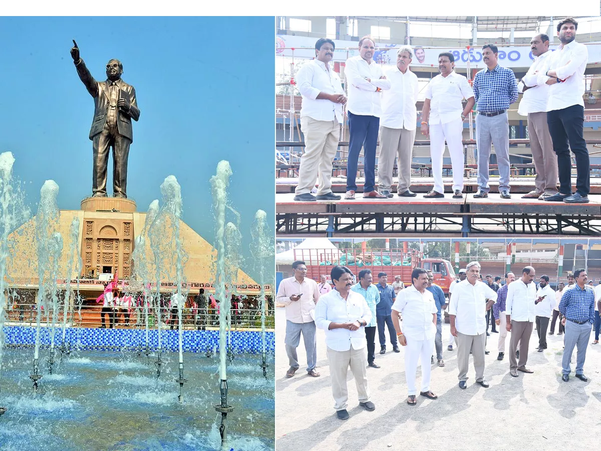 Arrangements for unveiling Ambedkar statue in Vijayawada Photos - Sakshi