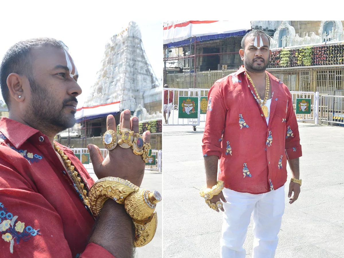 Devotee seen in Tirumala with one and a half kg gold bangle Photos - Sakshi