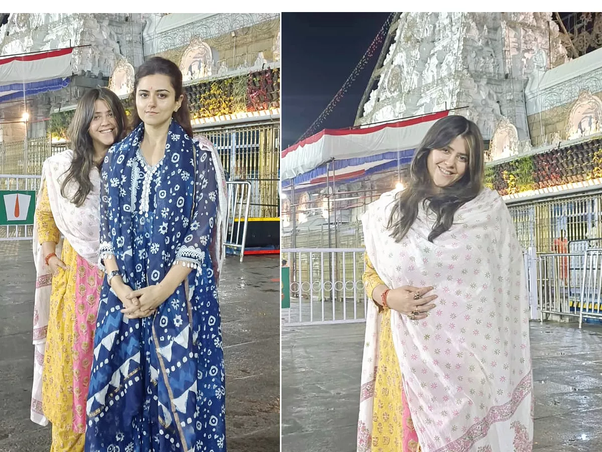 Bollywood Producer Ekta Kapoor Spotted At Tirumala Temple With Friend Photos - Sakshi