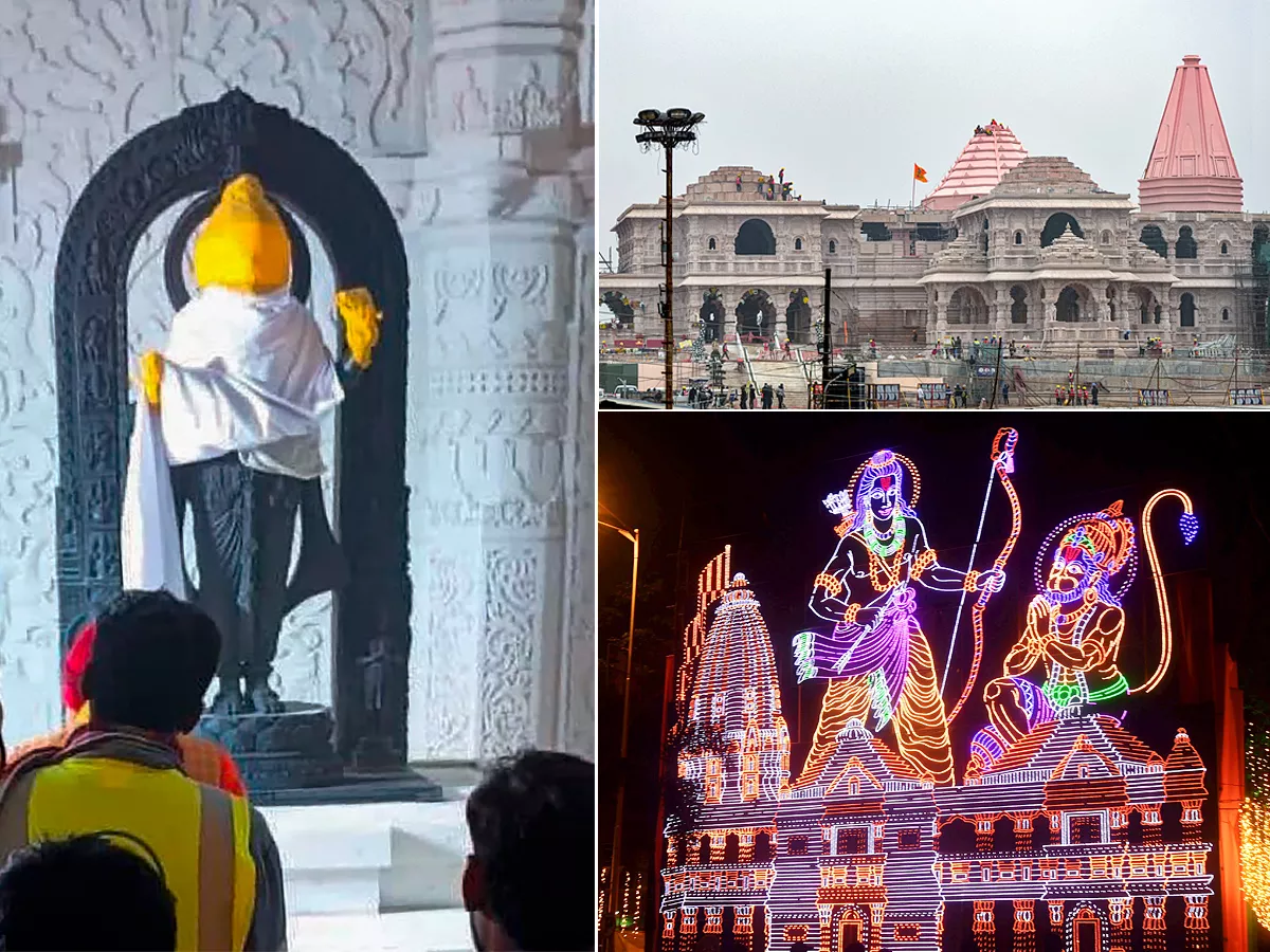 The idol of Ram Lalla at the Garbhagriha of Shri Ram Janmabhoomi Temple - Sakshi