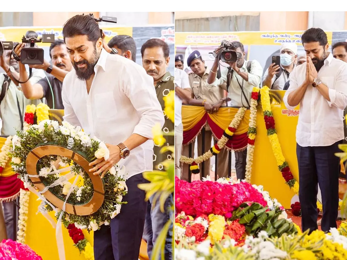 Actor Surya Pays Tribute To Captain Vijayakanth Photos - Sakshi