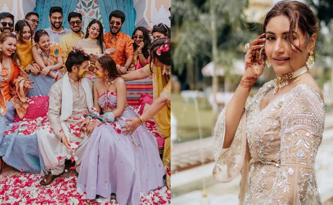 TV actress Surbhi Chandna KaranSharma haldi ceremony pics goes viral - Sakshi