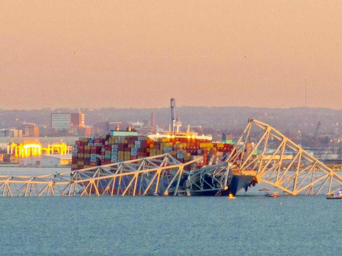 Maryland bridge collapses after being hit by cargo ship Photos - Sakshi