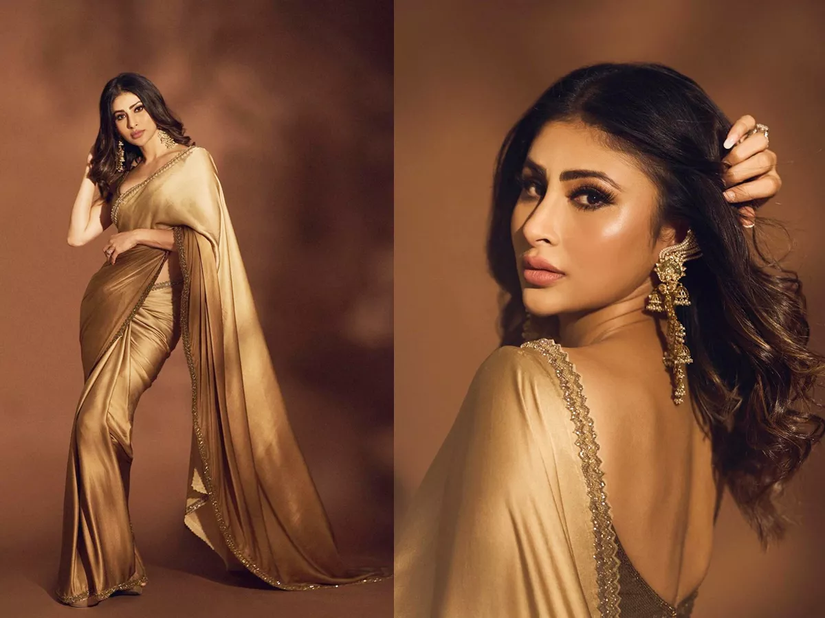 Mouni Roy Ultimate Golden Saree Look - Sakshi