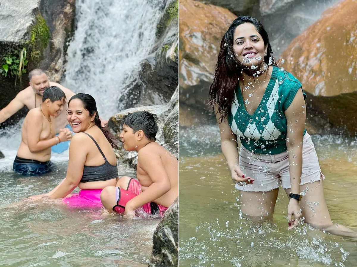 Anasuya Bharadwaj Looks Stunning In This Outfit At Water Falls Photos