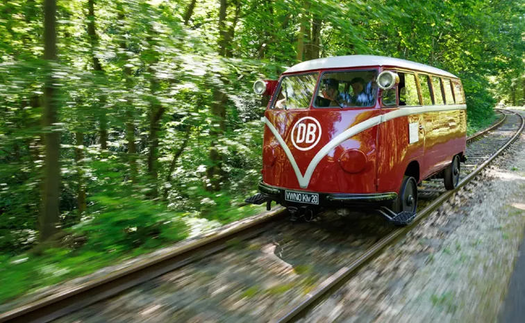 Volkswagen Camper Bus runs like Train on Rail tracks: Photos