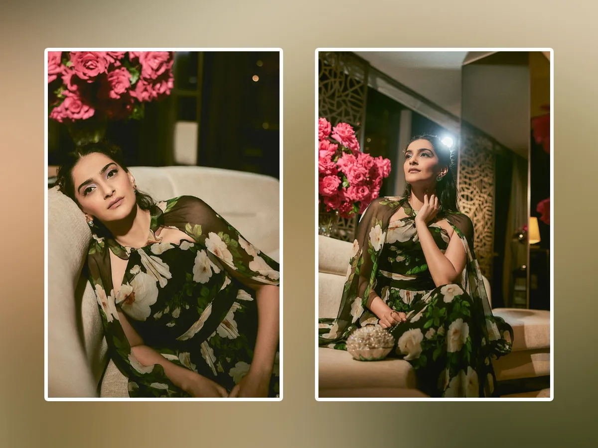 Sonam Kapoor In Floral Print Dress At Restaurant Opening In Dubai