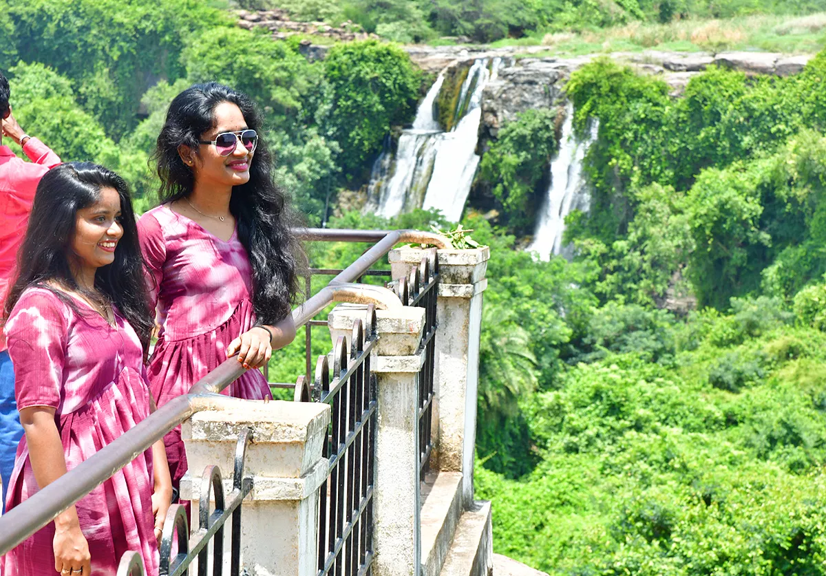 Tourist Rush at Ethipothala Waterfalls Photos