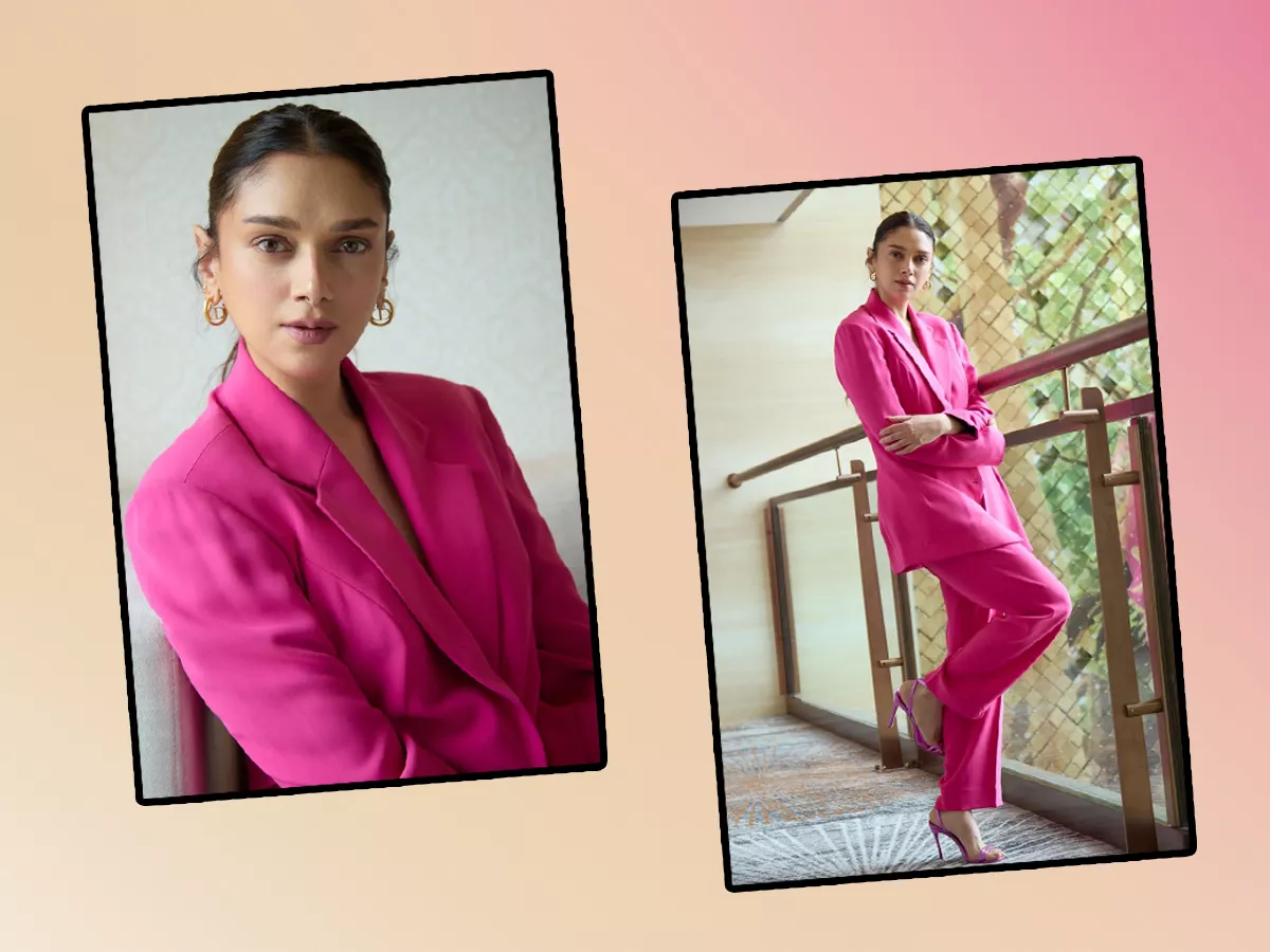 Actress Aditi Rao Hydari Dazzling Photos In Pink Blazer