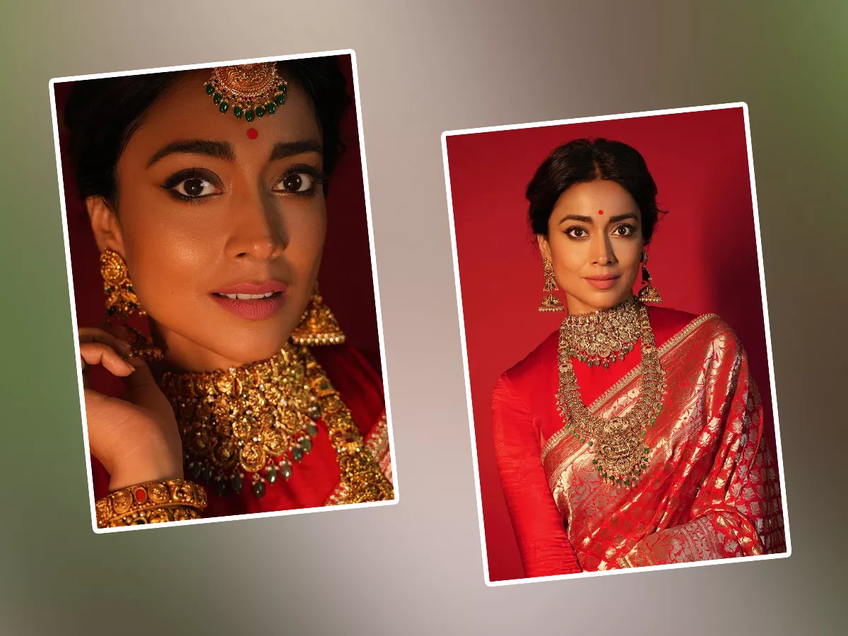 Shriya Saran Looks Like Sravana Lakshmi In Red Saree