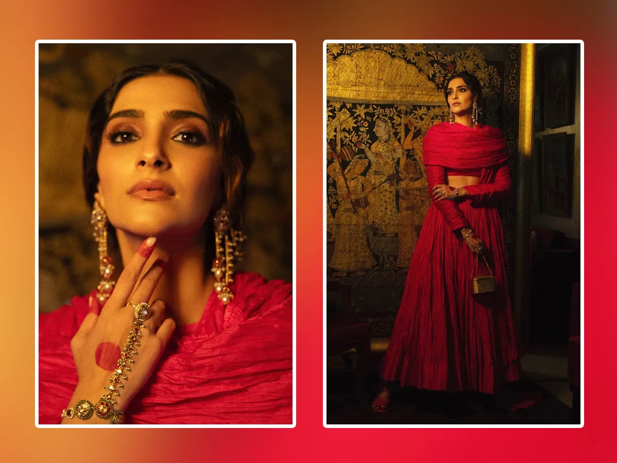 Bollywood Actress Sonam Kapoor Beauty In Red Dress