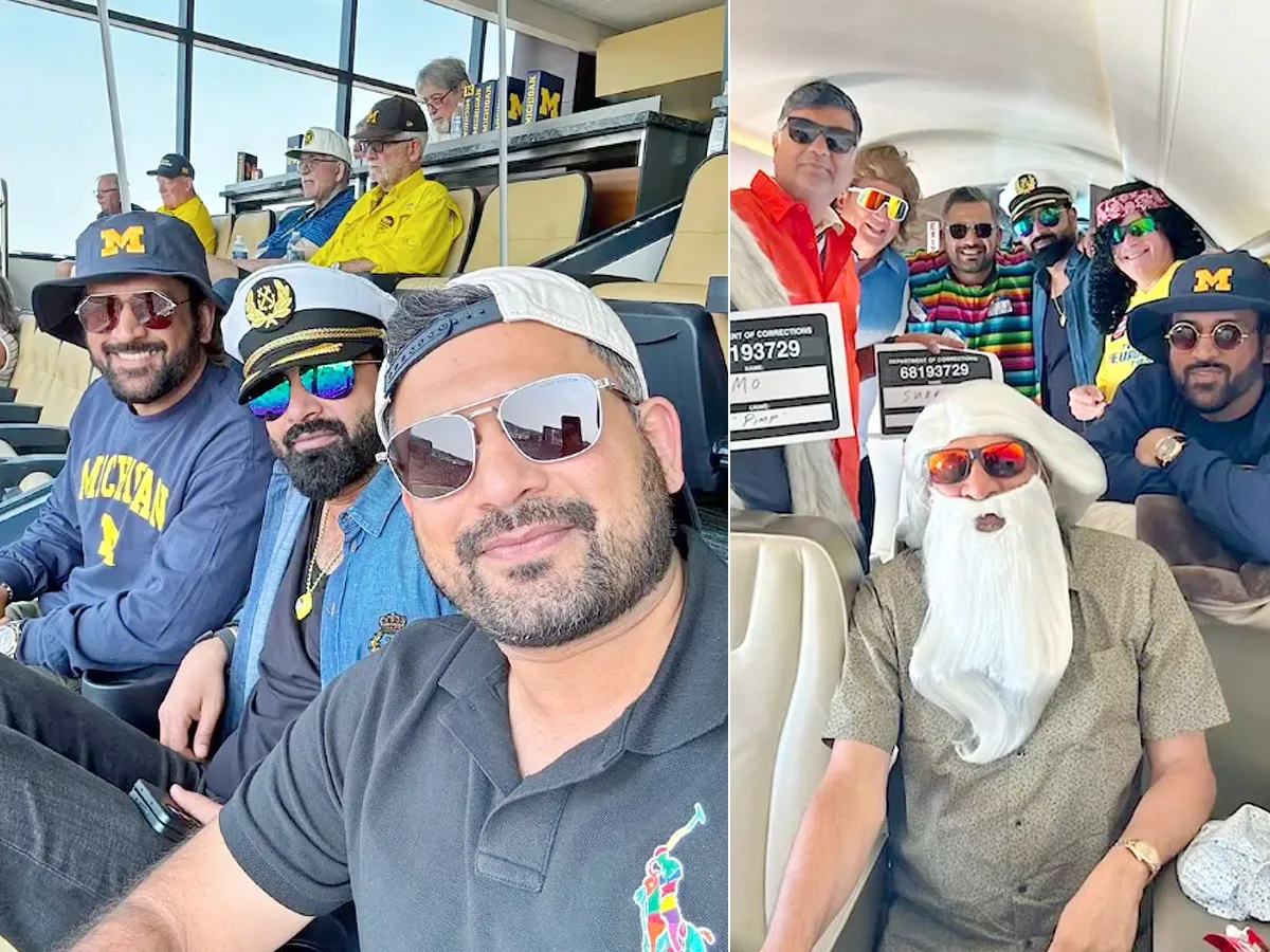 MS Dhoni Enjoys American Football Action in Michigan During Vacation With Friends Photos