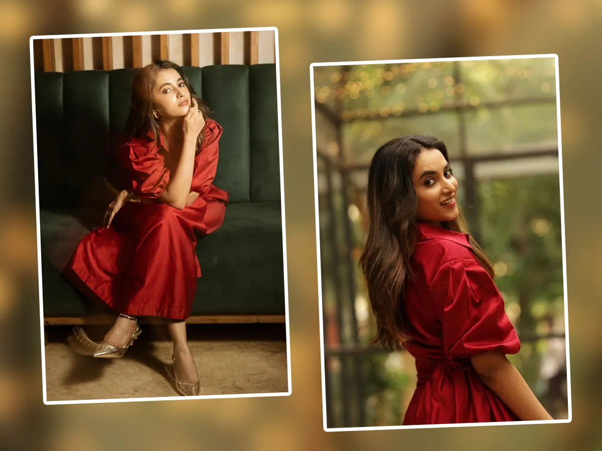 Actress Priyanka Arul Mohan Stunning Stills In Red Dress Photos Viral