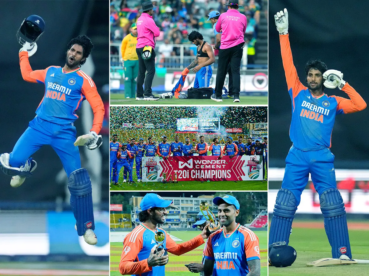  winners trophy after their win against South Africa in the fourth T20 cricket 