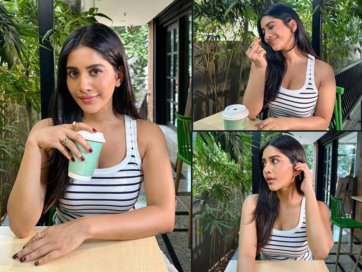 Nabha Natesh enjoying while drinking coffee