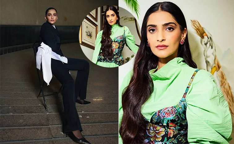 Sonam Kapoor Thanksgiving Ready In Bright Neon Green Dress