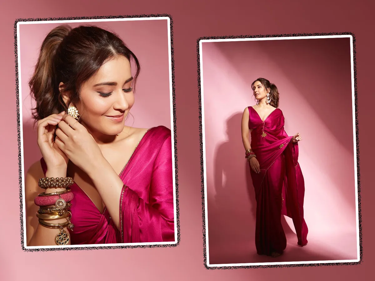 Tollywood Actress Raashii Khanna Gorgeous Photos In Pink Saree