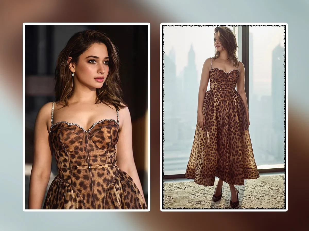 Actress Tamannaah Bhatia Looks Stunning In Animal Print Dress