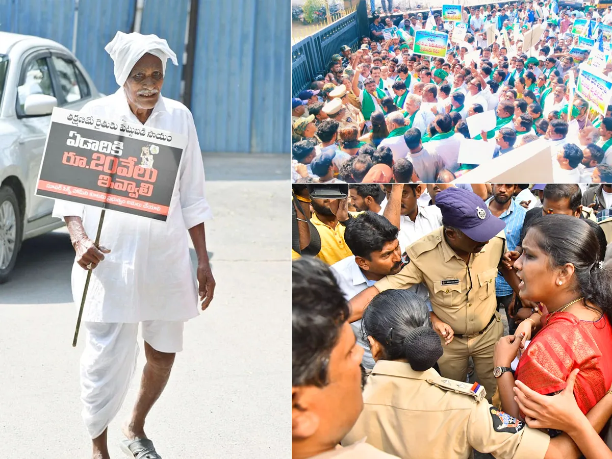 YSRCP Protest Against Farmers Problems Photos