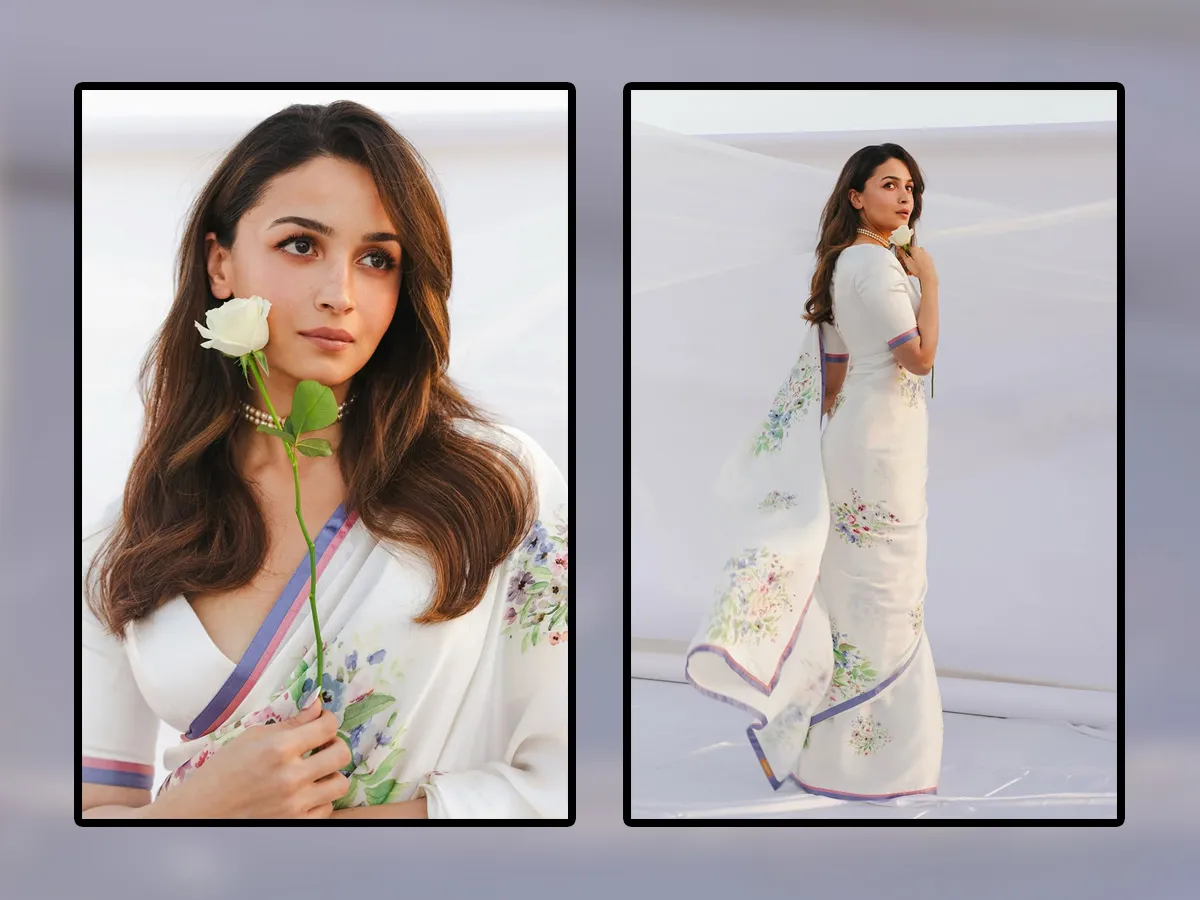 Bollywood Beauty Actress Alia Bhatt Stunning Photos In White Saree