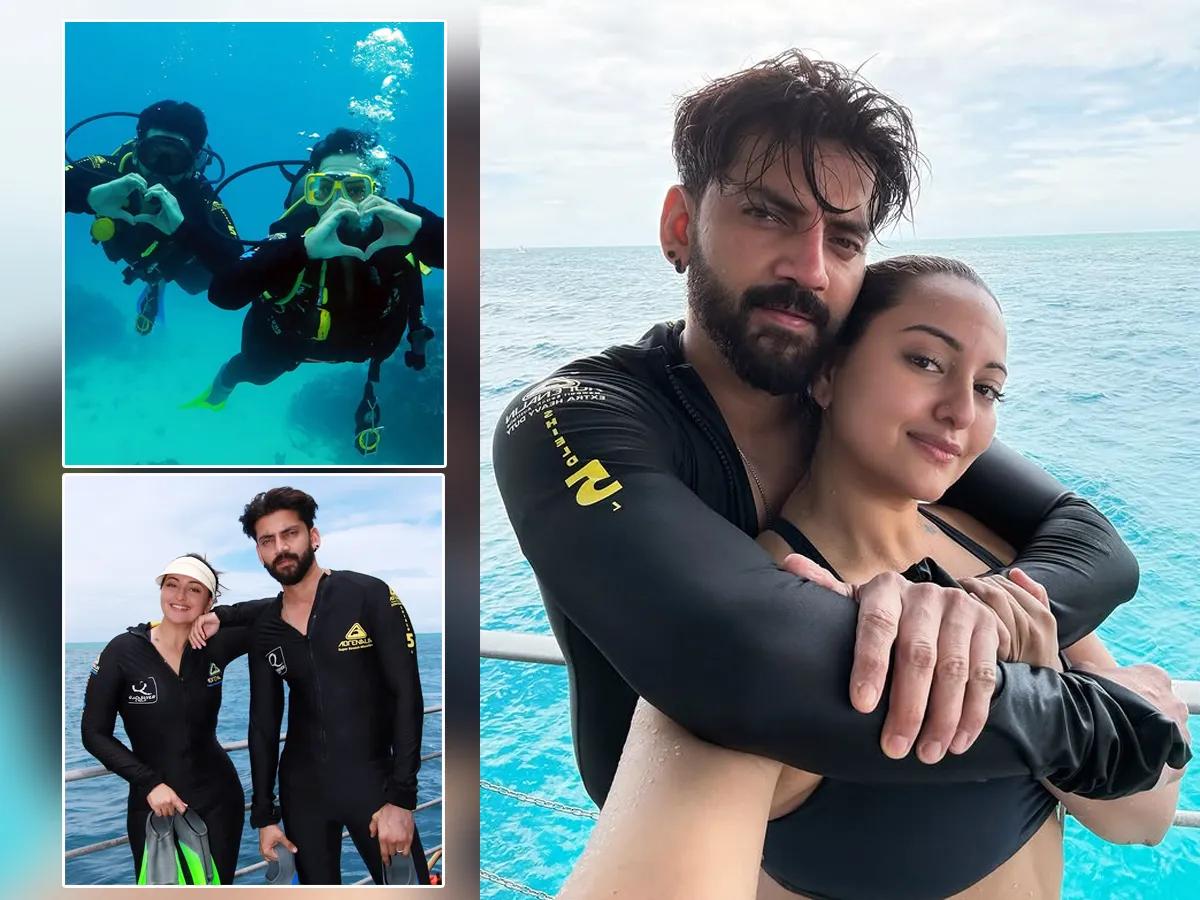 Actress Sonakshi Sinha adventures in the sea with her husband